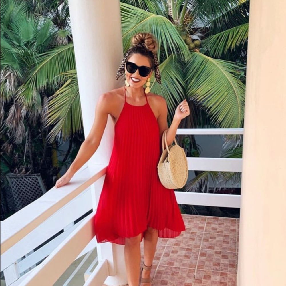 Red bohemian style cocktail dress